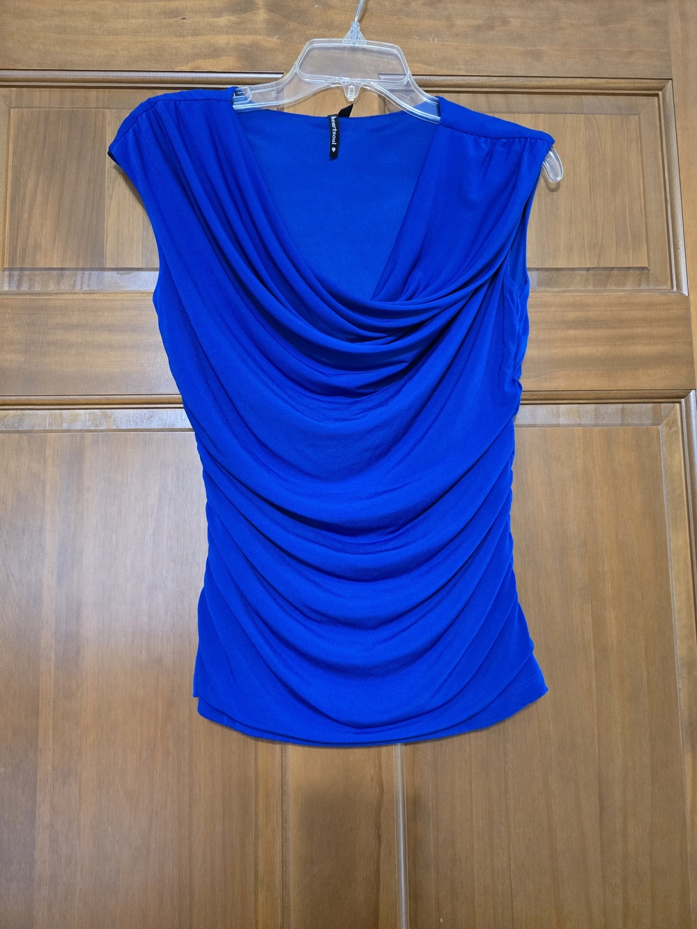 HeartSoul Royal Blue Draped Cowl Cap-Sleeve Top
